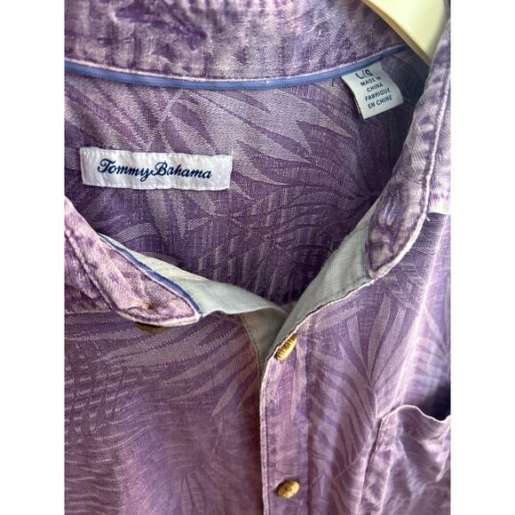 Tommy Bahama Men's Hawaiian Camp Short Sleeve Shirt Purple Large 100% Silk - Picture 3 of 6